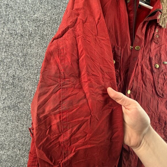 Barbour International Gauging Waxed Canvas Jacket Red Size XL Women Full Zip - Picture 13 of 16